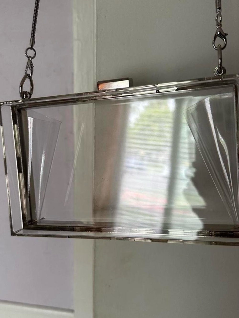 Clear Acrylic Box Clutch with Silver Frame